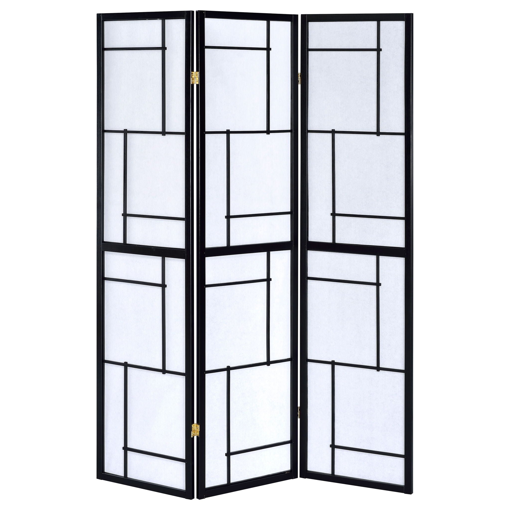 Reese - 3 Panel Room Divider Folding Shoji Screen With Accents - Beige / White