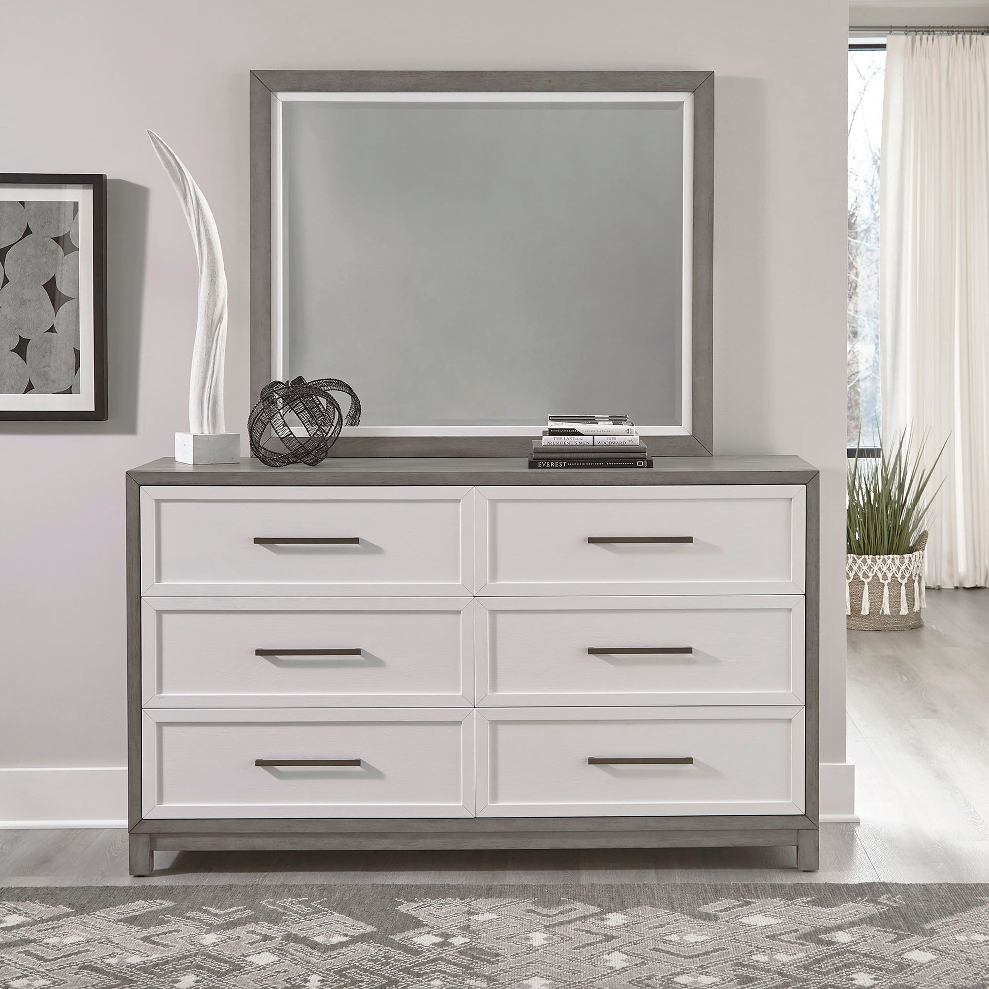 Liberty Furniture Palmetto Heights - Dresser & Mirror - White | Meri Furniture