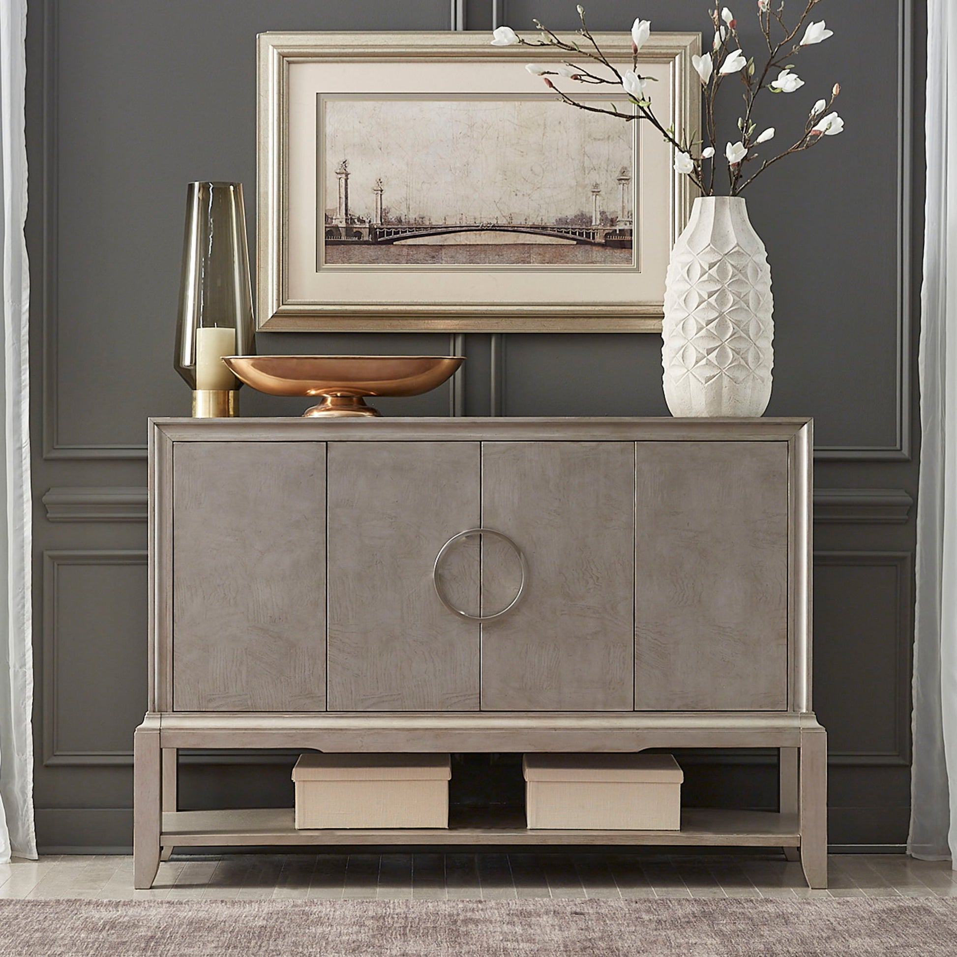 Liberty Furniture Montage - 4 Door Server - Gray | Meri Furniture
