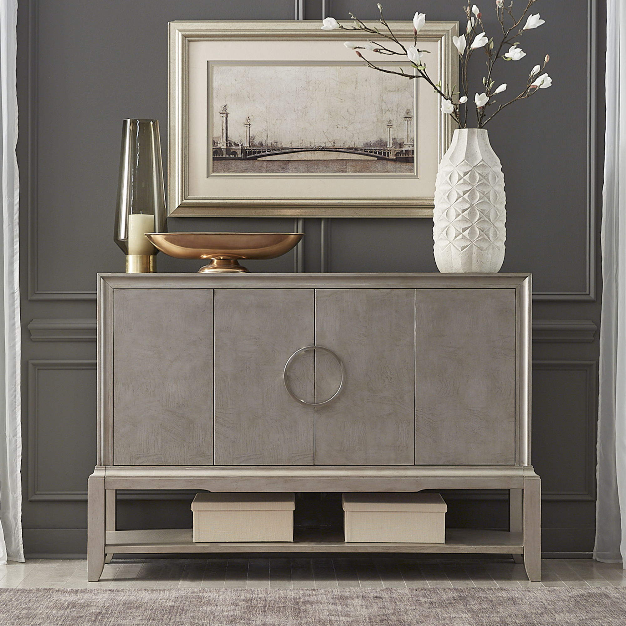 Liberty Furniture Montage - 4 Door Server - Gray | Meri Furniture