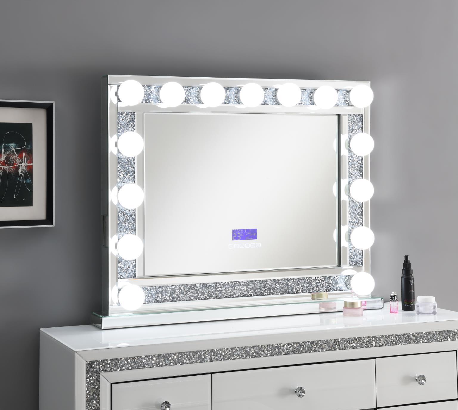 G-325 - Glamour Vanity Set (MDF Dresser + Mirror Bluetooth Speaker With Lights) - White