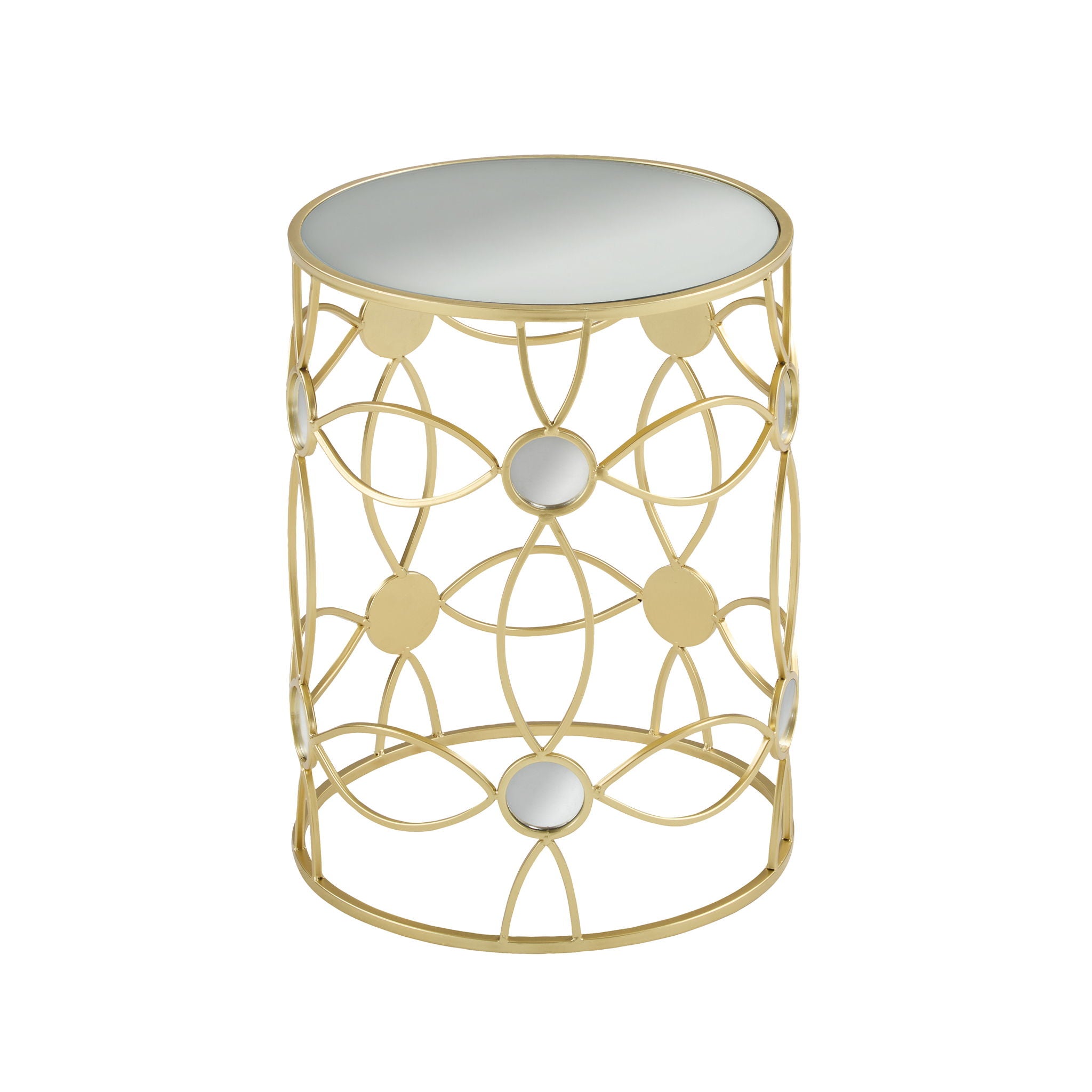Modern Side Table With Mirror Top And Metal Frame - Gold / Clear