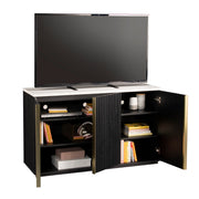 TV Credenza with Gold Accents in Raven Oak