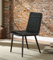 Hosmer - Side Chair Set of 2) - Black Top Grain Leather & Antique Black