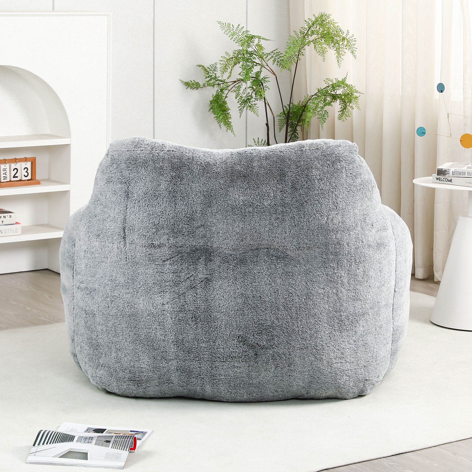 Beanbag Sofa Chair With Armrests Stuffed High Density Foam