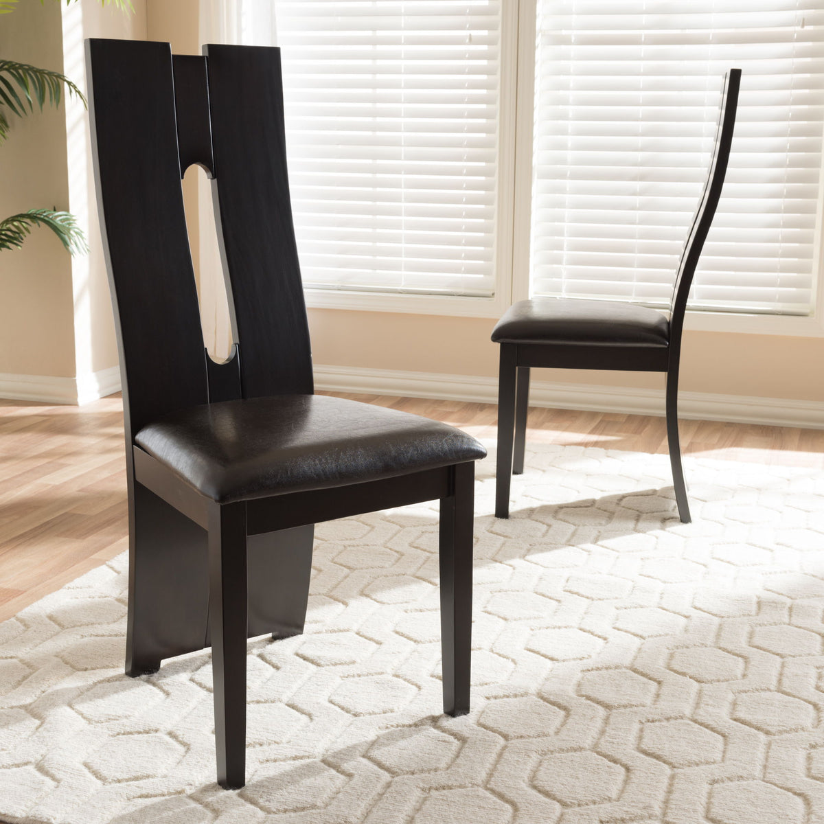 Alani Modern and Contemporary Dark Brown Faux Leather Upholstered Dining Chair (Set of 2)