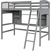 Loft Bed With Storage Shelves, Desk And Ladder
