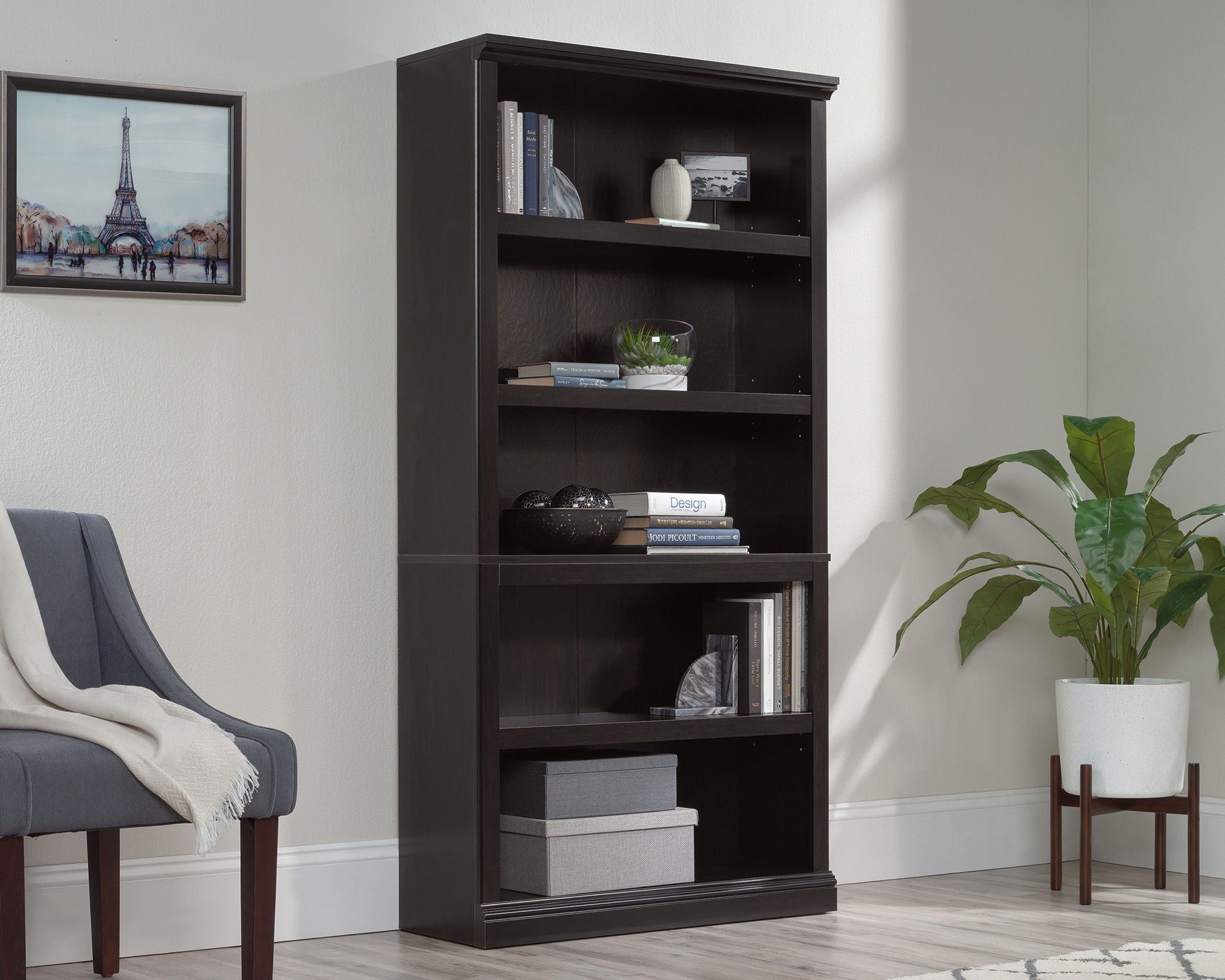 5-Shelf Bookcase in Estate Black