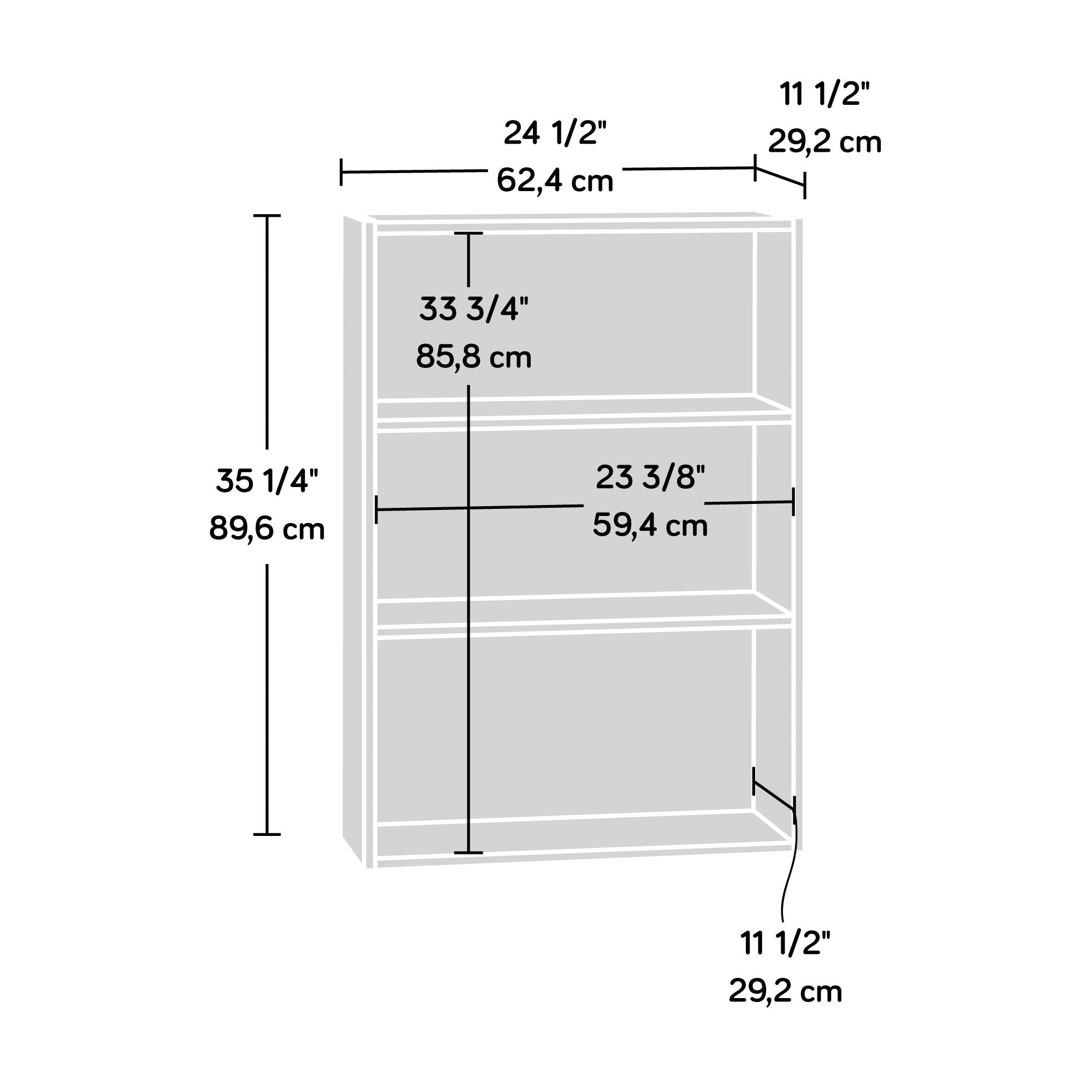 3-Shelf Bookcase Soft White