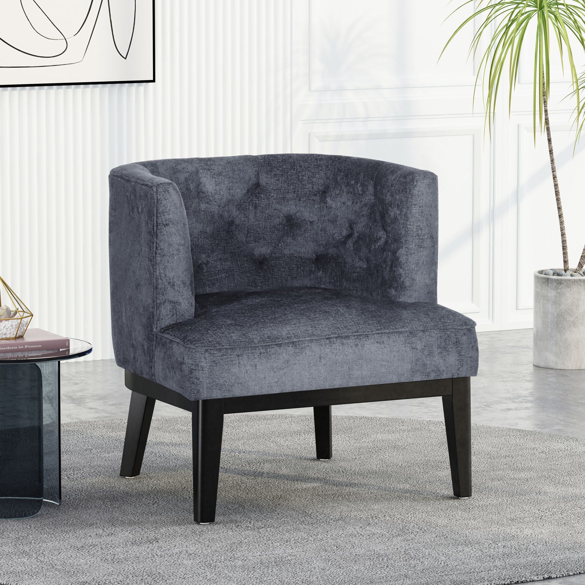 Contemporary Accent Chair With Tufted Diamond Stitching - Charcoal