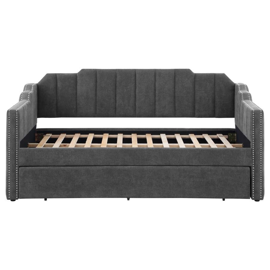 Coaster Fine Furniture Kingston - Upholstered Twin Daybed With Trundle - Charcoal | Meri Furniture