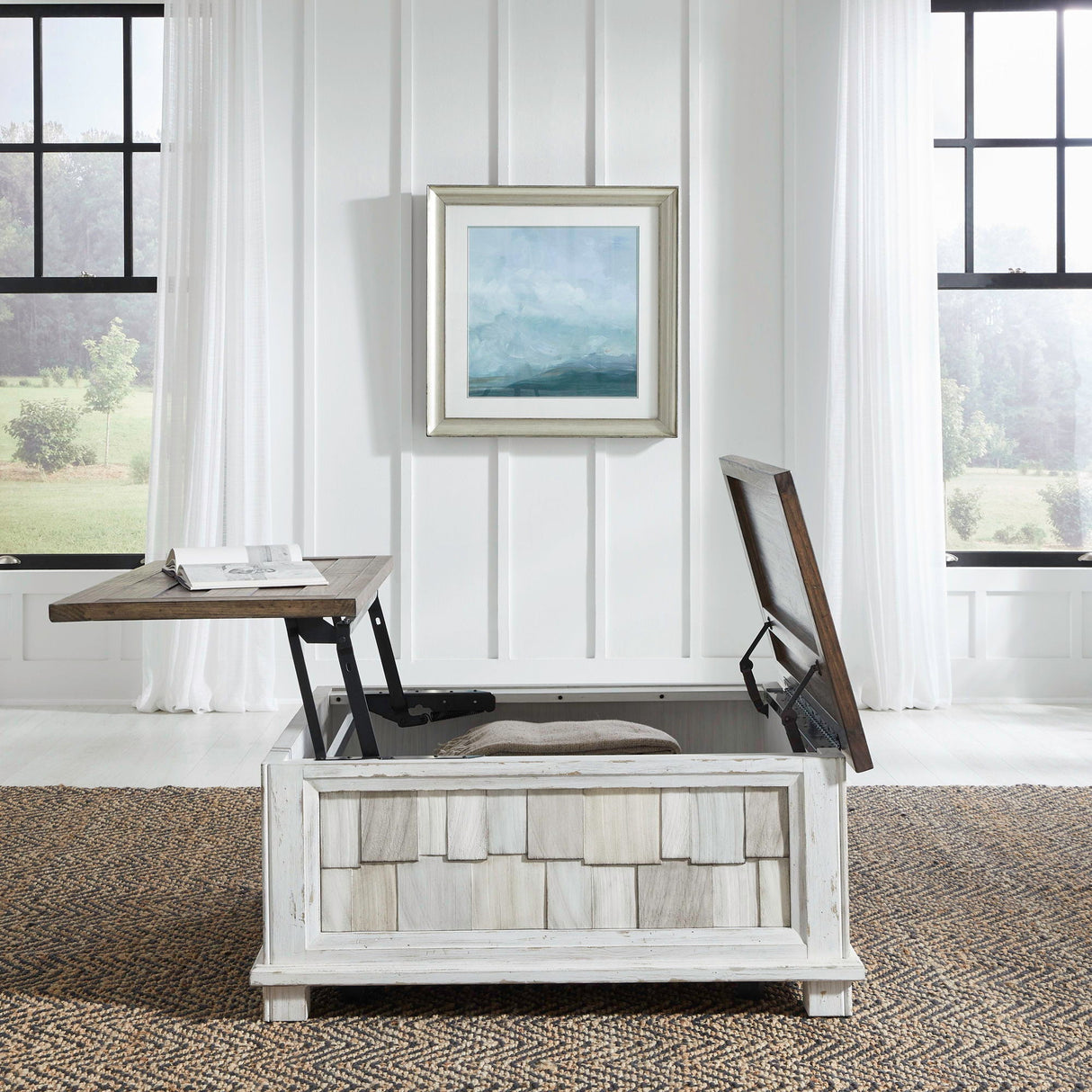 Liberty Furniture River Place - Lift Top Storage Cocktail Table - White | Meri Furniture