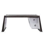 ACME Brancaster - Desk - Distress Chocolate Top Grain Leather & Aluminum | Meri Furniture