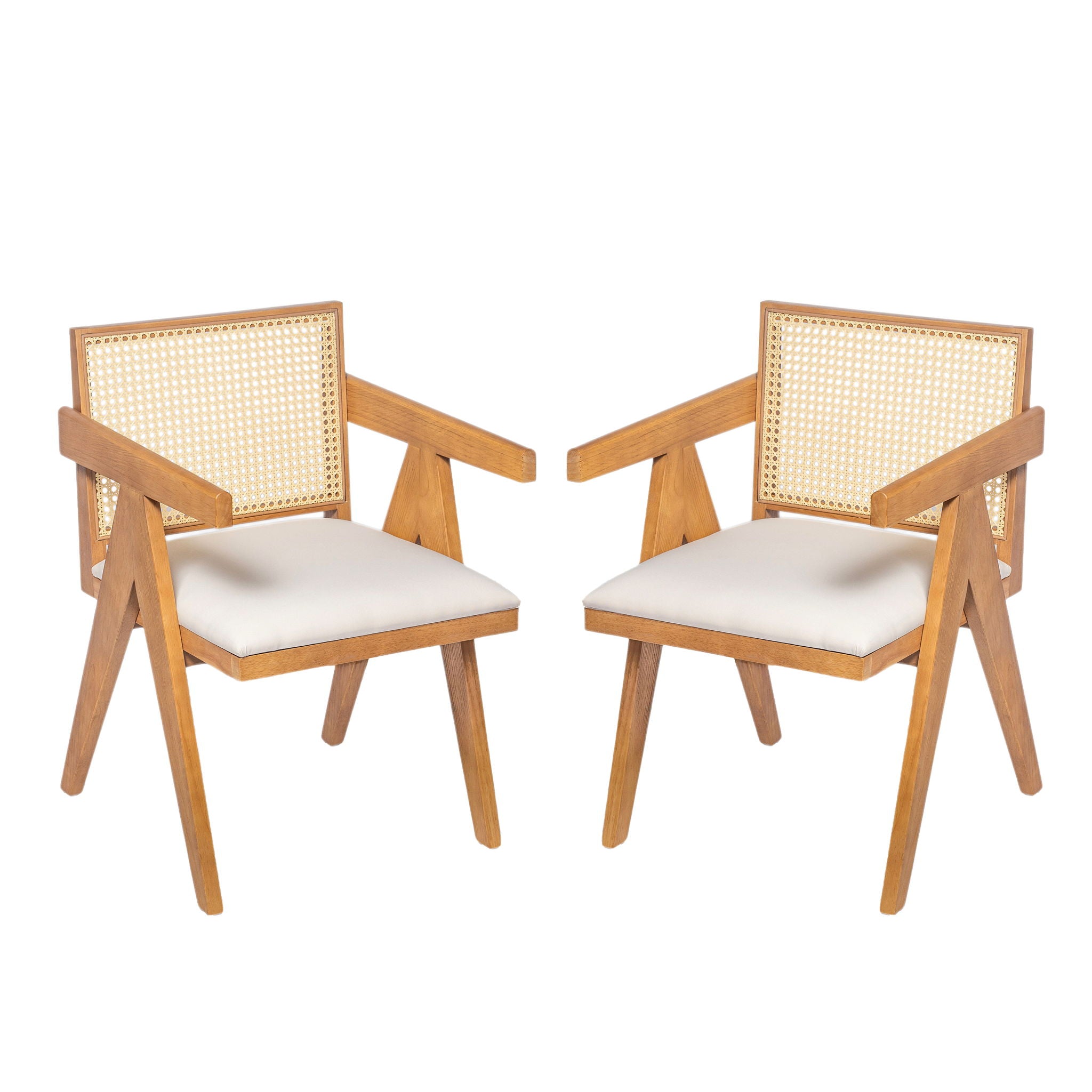 Chandigarh Farmhouse Style Cane Upholstered Dining Chairs (Set of 2)