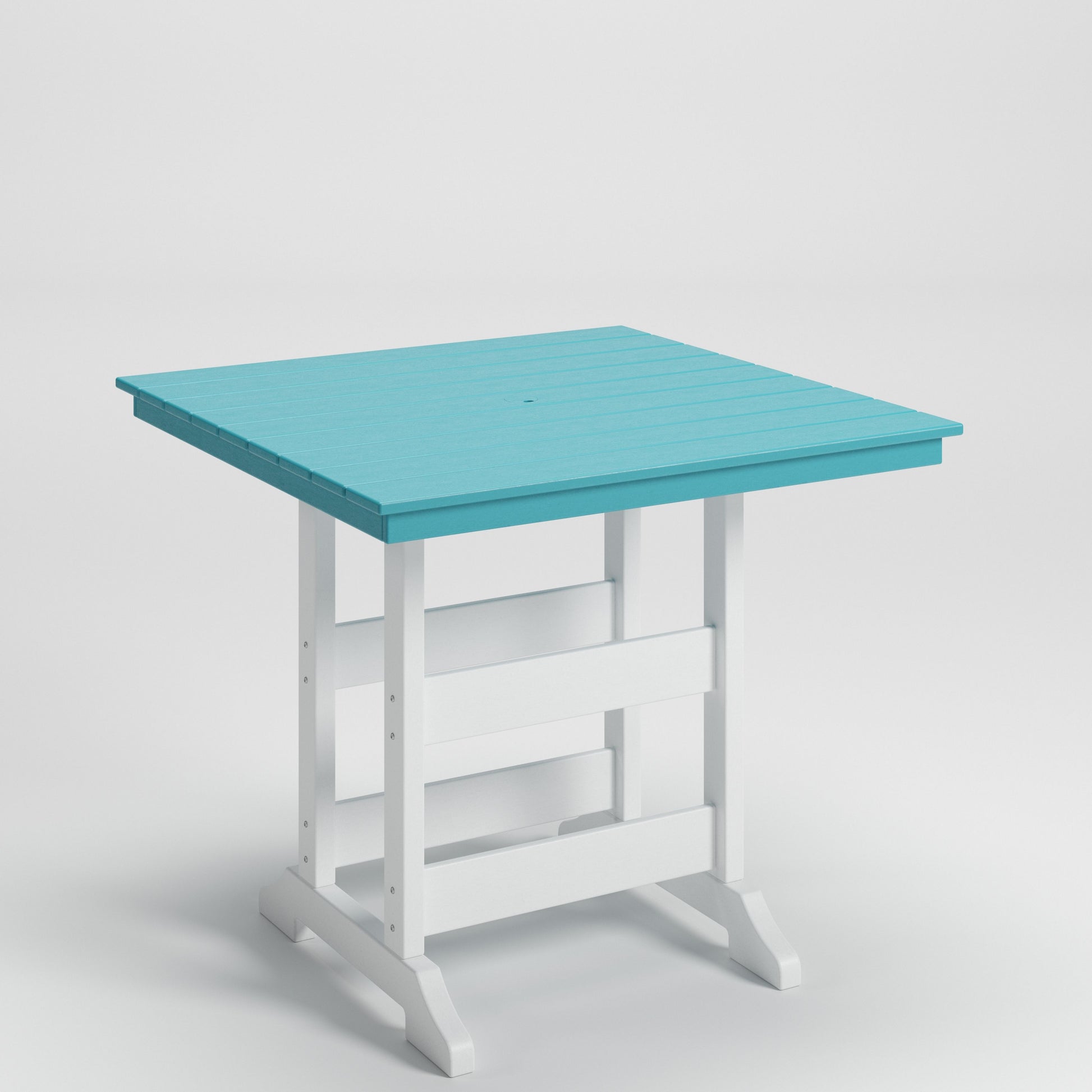 Signature Design by Ashley® Eisely - Turquoise / White - Square Counter Tbl W/Umb Opt | Meri Furniture