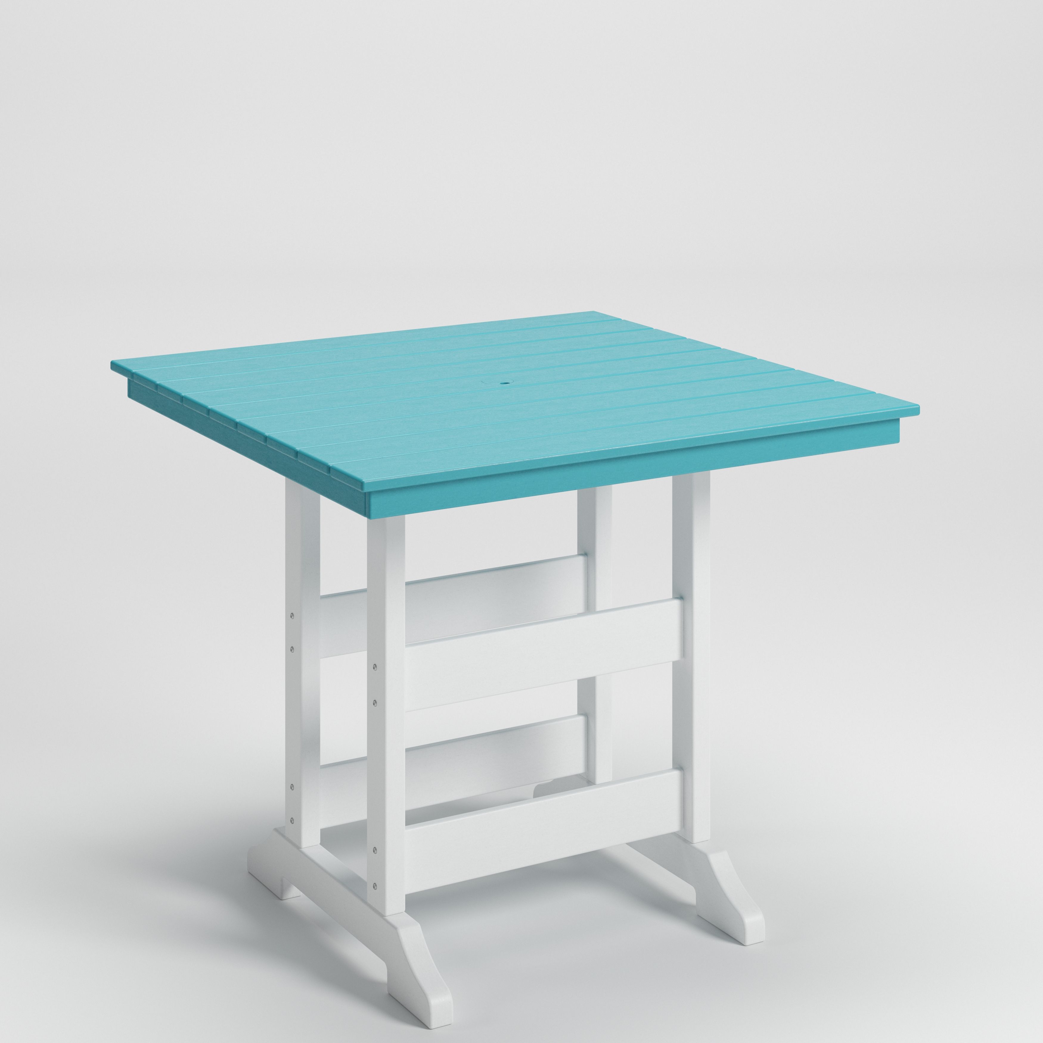 Signature Design by Ashley® Eisely - Turquoise / White - Square Counter Tbl W/Umb Opt | Meri Furniture
