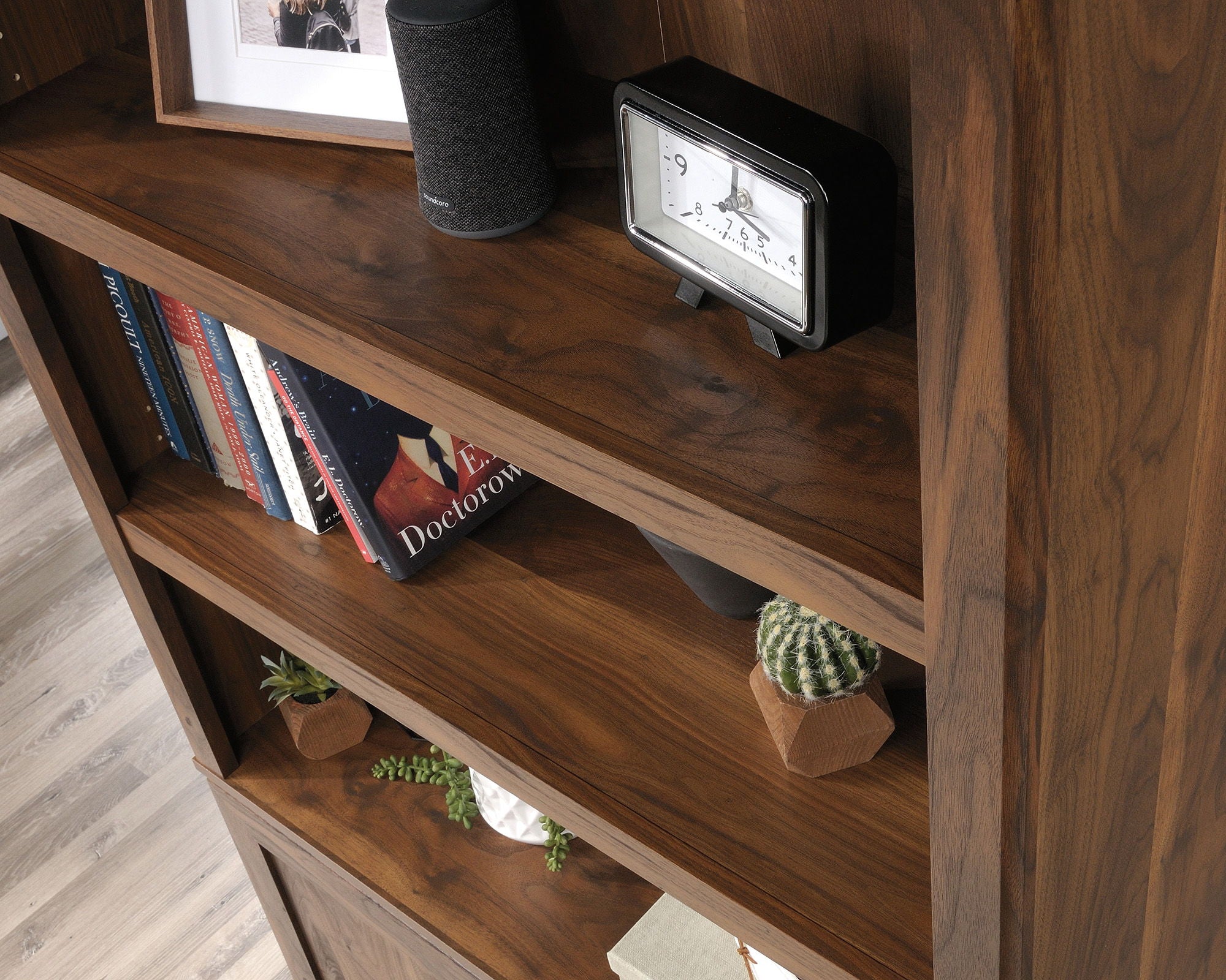 Transitional 3-Shelf Bookcase with Doors