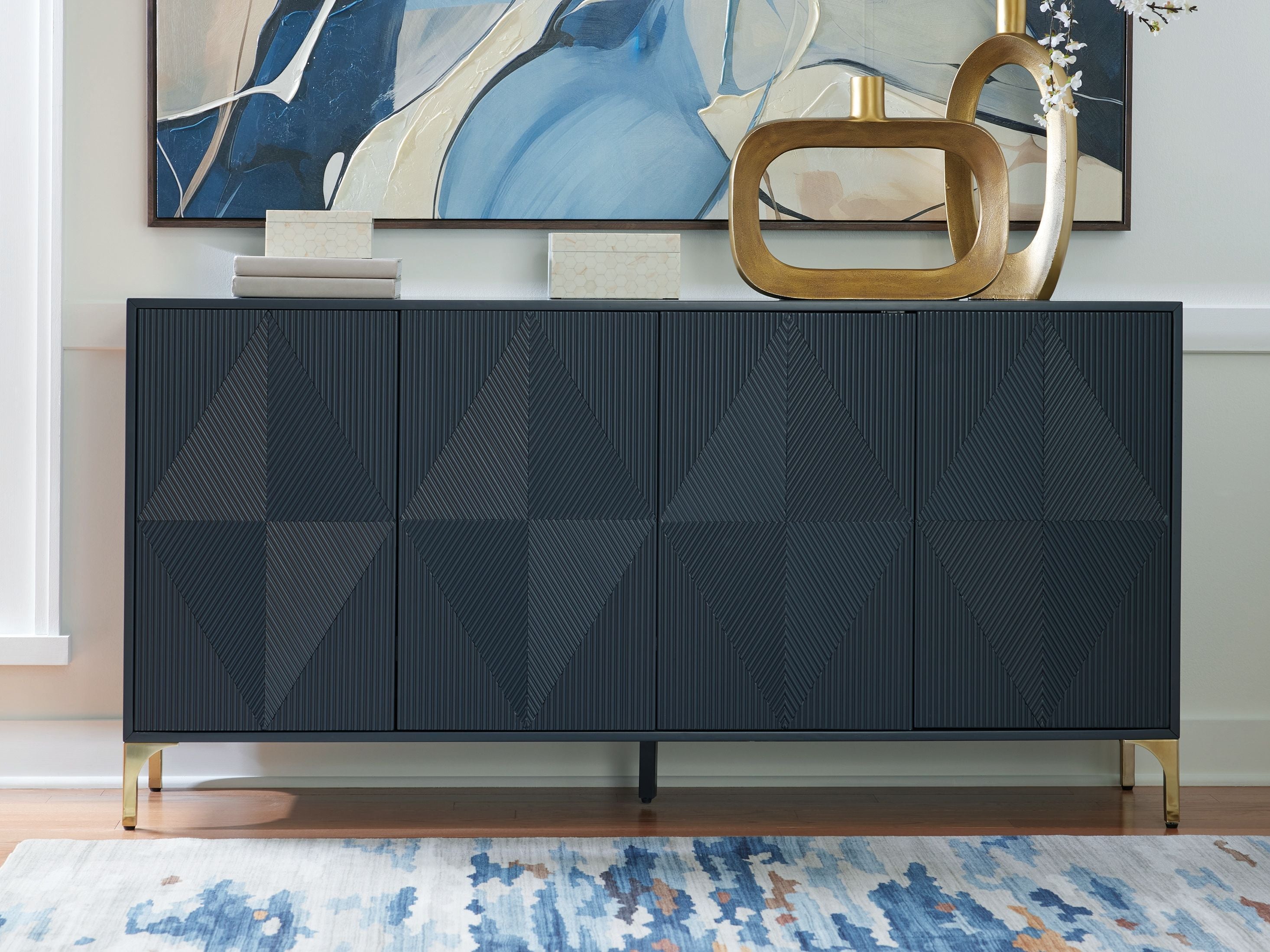 Signature Design by Ashley® Loirwick - Dark Blue - Accent Cabinet | Meri Furniture