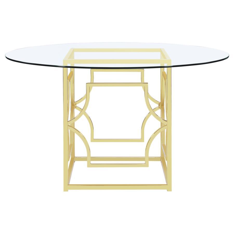 Coaster Fine Furniture Starlight - Round Glass Top Metal Dining Table | Meri Furniture