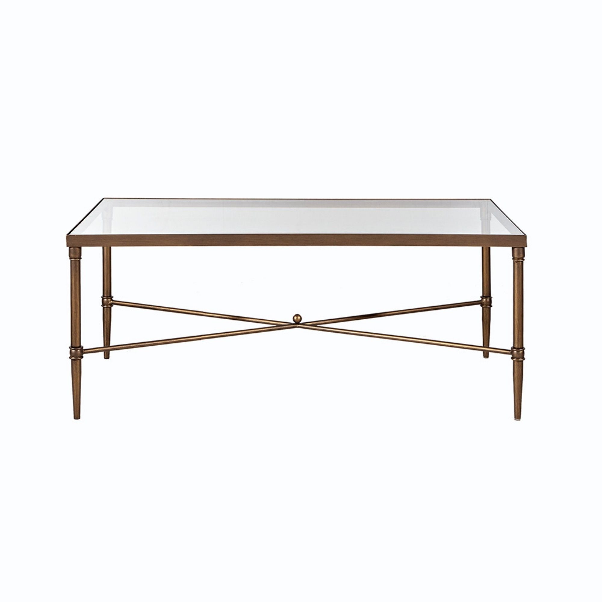 Metal Rectangle Coffee Table With Tempered Glass Top - Bronze