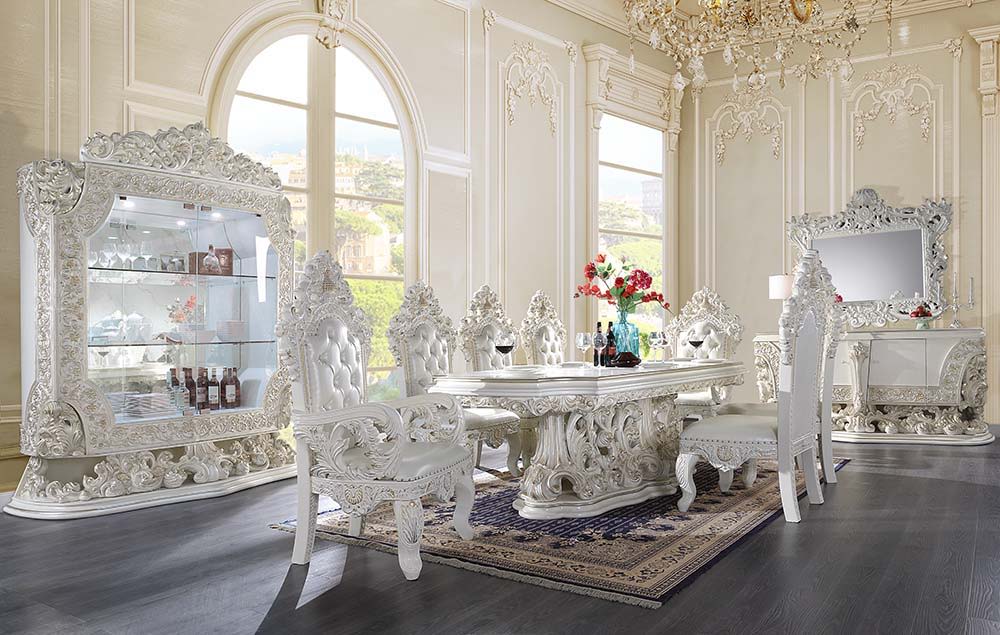 ACME Adara - Dining Table - Antique White Finish | Meri Furniture