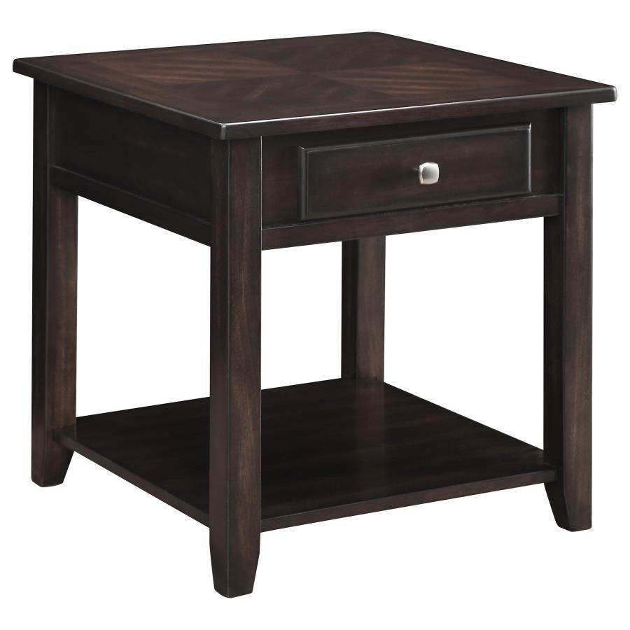 Coaster Fine Furniture Bradford - 1-Drawer Square Wood End Table - Walnut | Meri Furniture