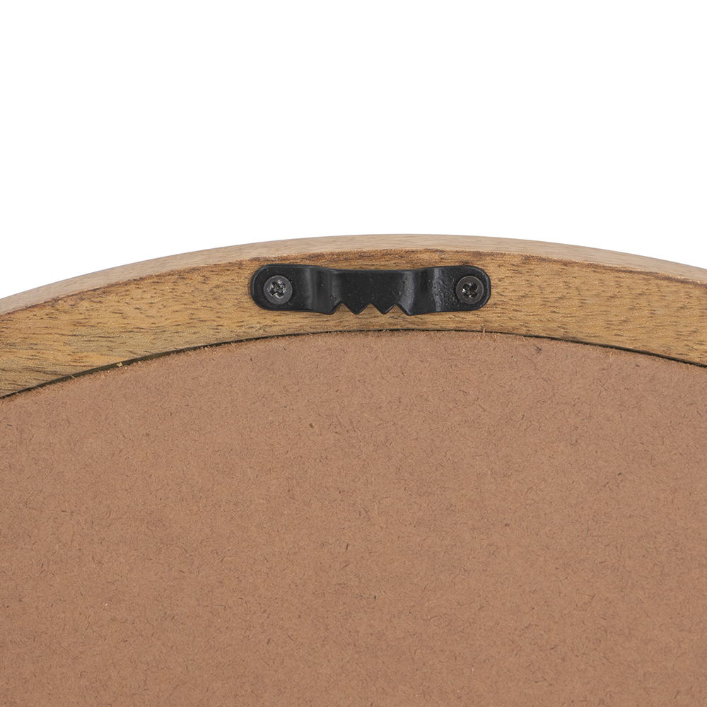 Circle Wall Mirror With Wooden Frame, Wall Mirror For Living Room