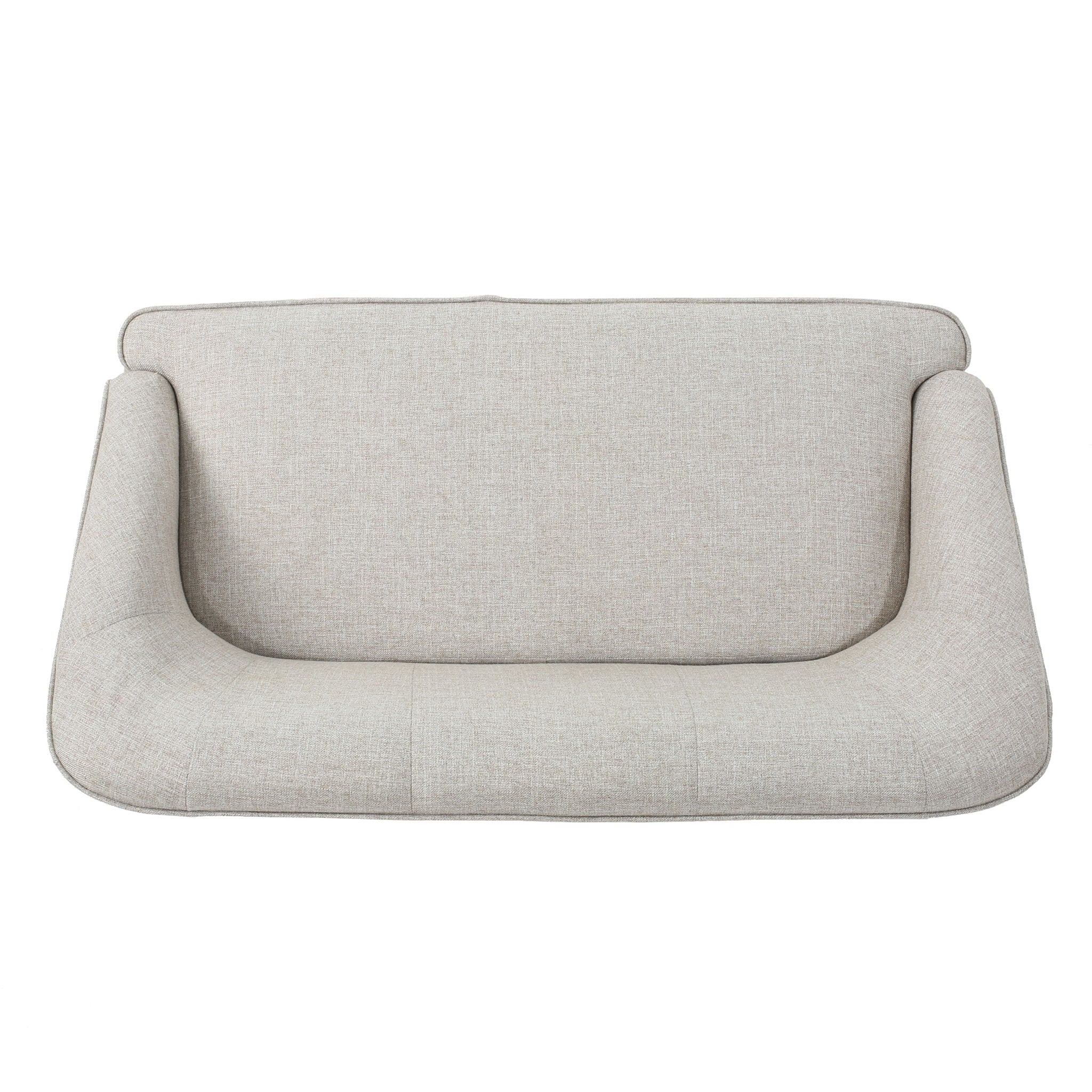 Modern Fabric Loveseat With Sloped Armrests For Living Room - Beige