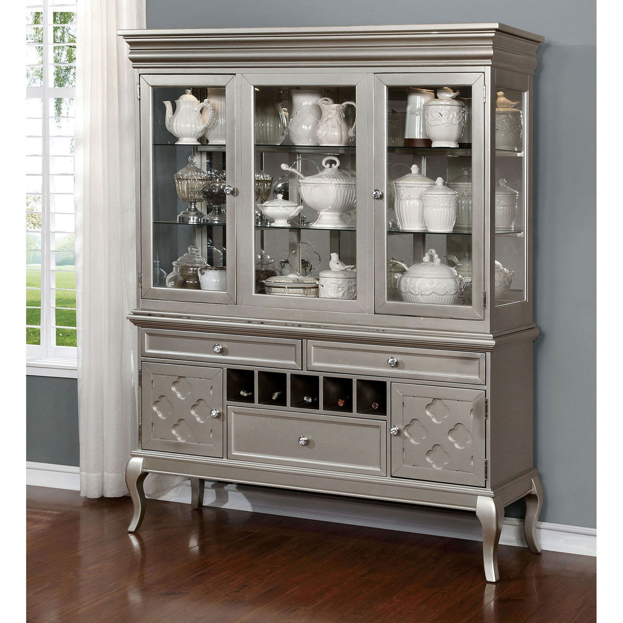 Furniture of America Amina - Hutch & Buffet - Champagne | Meri Furniture