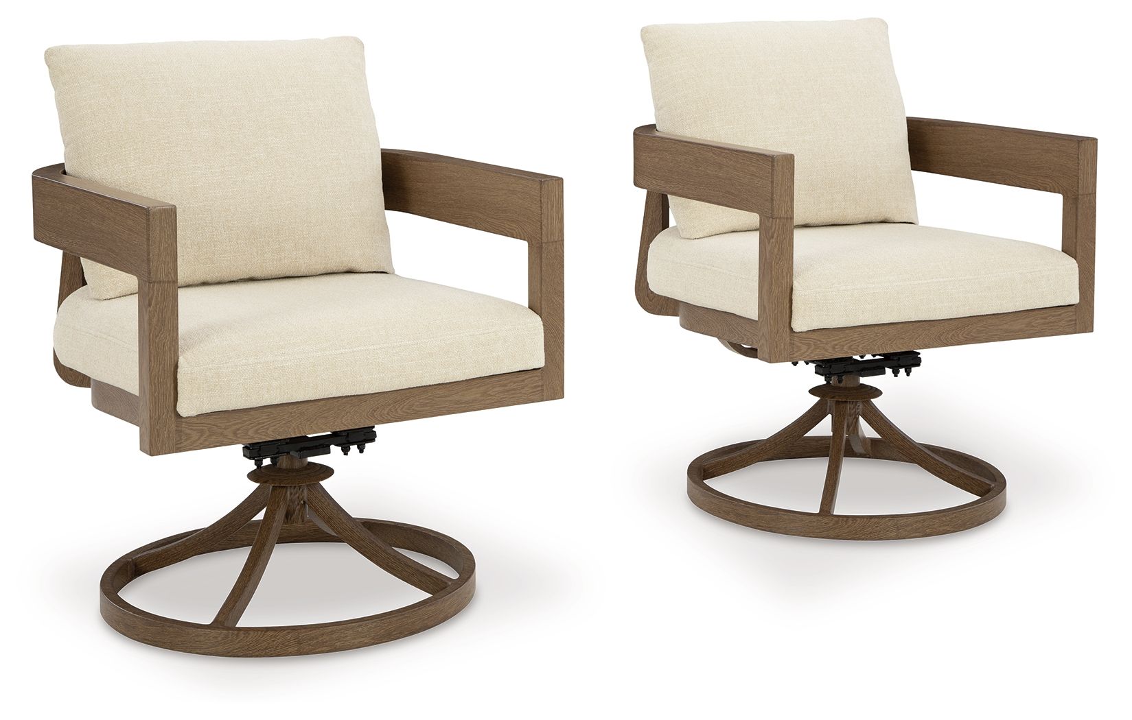 Signature Design by Ashley® Serene Bay - Dark Brown / White - Swivel Chair With Cushion (Set of 2) | Meri Furniture