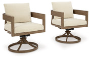 Signature Design by Ashley® Serene Bay - Dark Brown / White - Swivel Chair With Cushion (Set of 2) | Meri Furniture