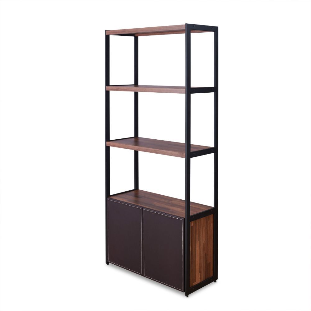 ACME Sara - Bookshelf - Espresso PU, Walnut & Sandy Black | Meri Furniture