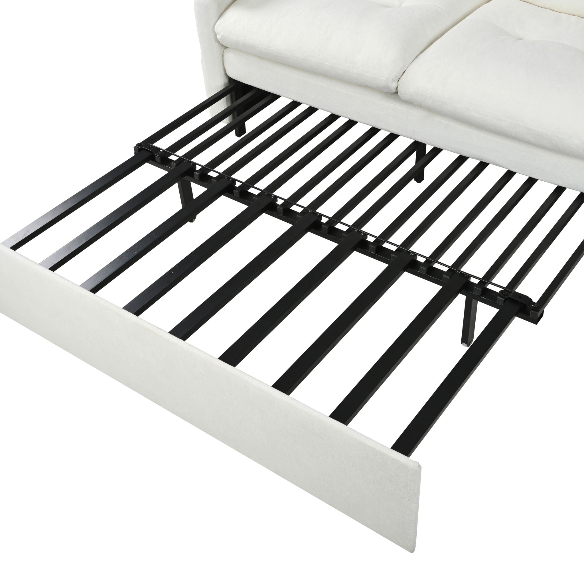 Modern Convertible Sleeper Sofa Bed With Pull-Out Queen Design, Side Storage & Thick Cushions