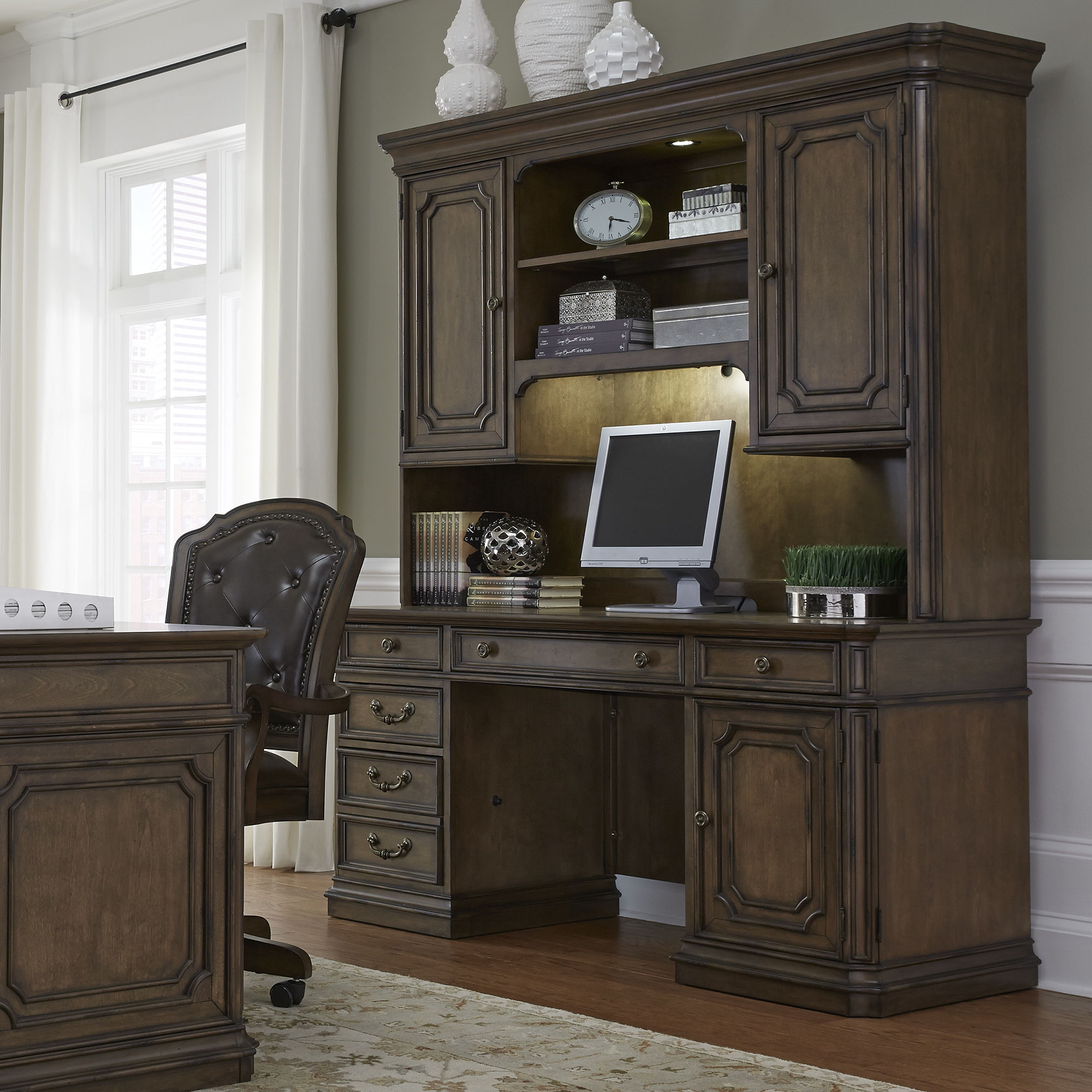Liberty Furniture Amelia - Jr Executive Credenza Set - Dark Brown | Meri Furniture