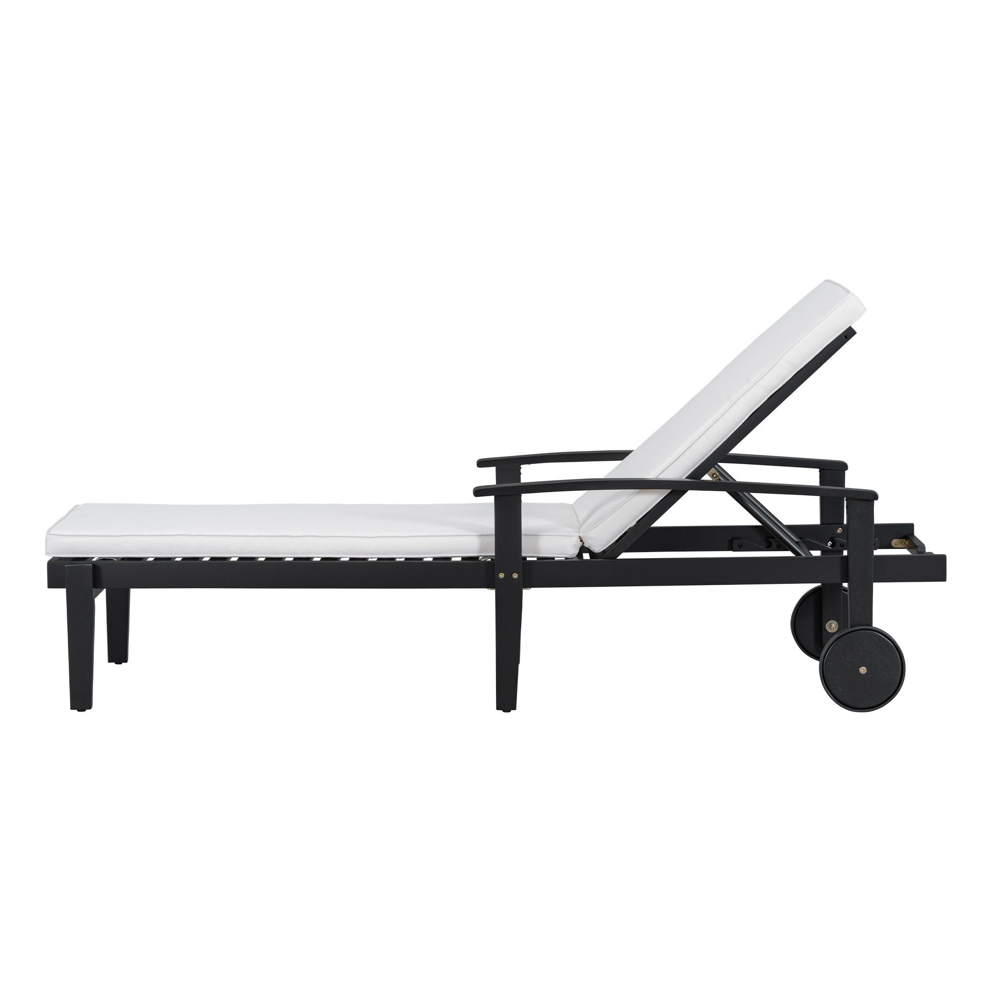 Jason - Black Chaise Lounge Adjustable Acacia Wood Outdoor Furniture