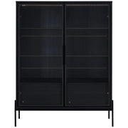 Modern Minimalist Style LED Curio Cabinet With Tempered Glass Door, Metal Legs