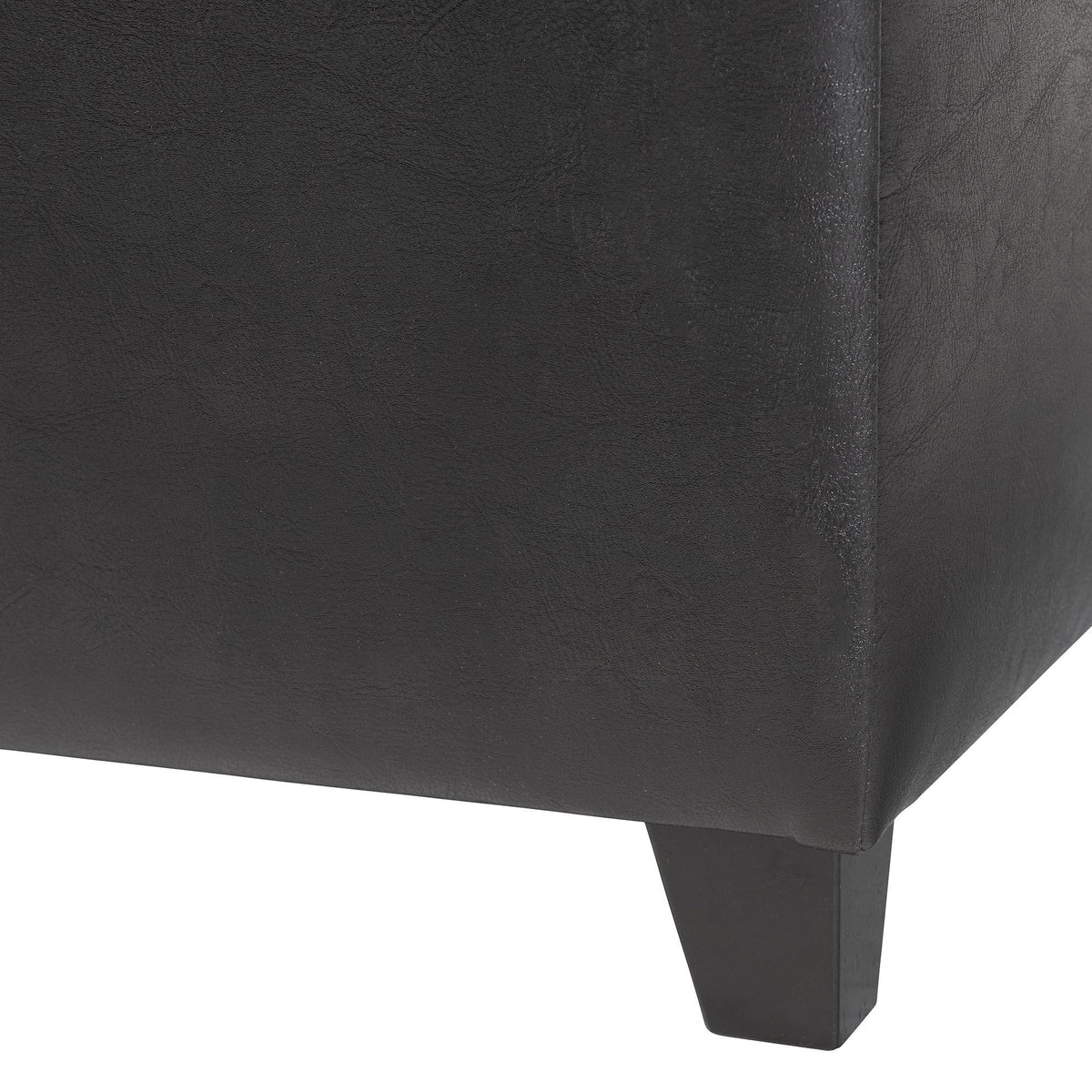 Black Full Leather Storage Cube Ottoman