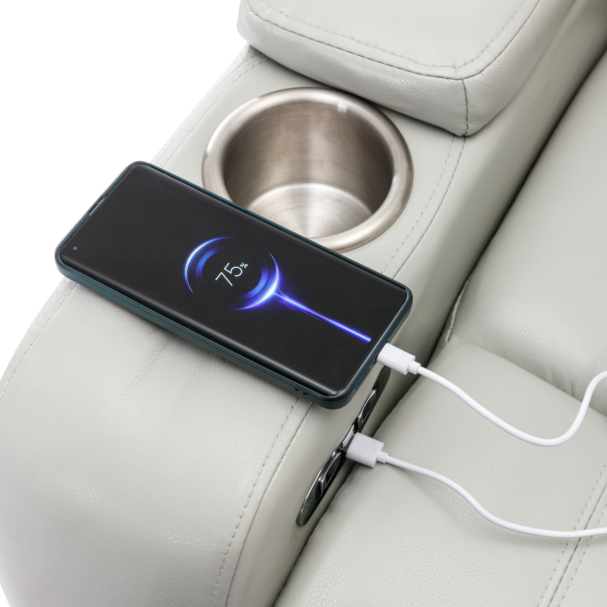 Power Motion Recliner Electric Power Recliner With USB Charging Port, Hidden Arm Storage, Convenient Cup Holder And Bluetooth Speaker