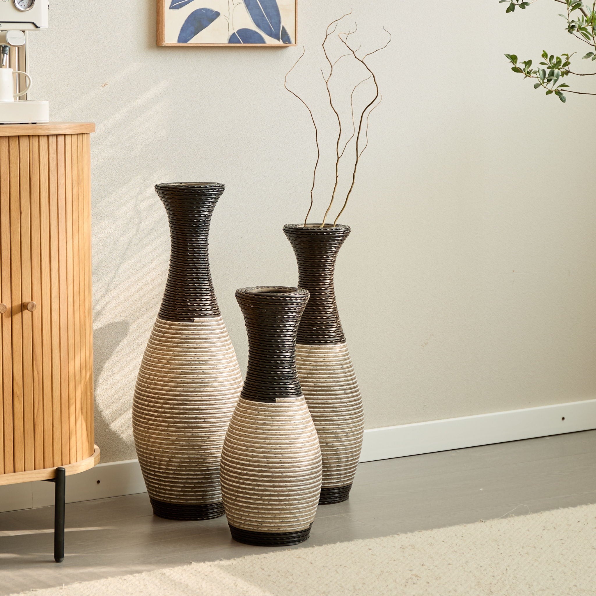 Designer Floor Vases, Large Vases For Home Decor Flooring (Set of 3)