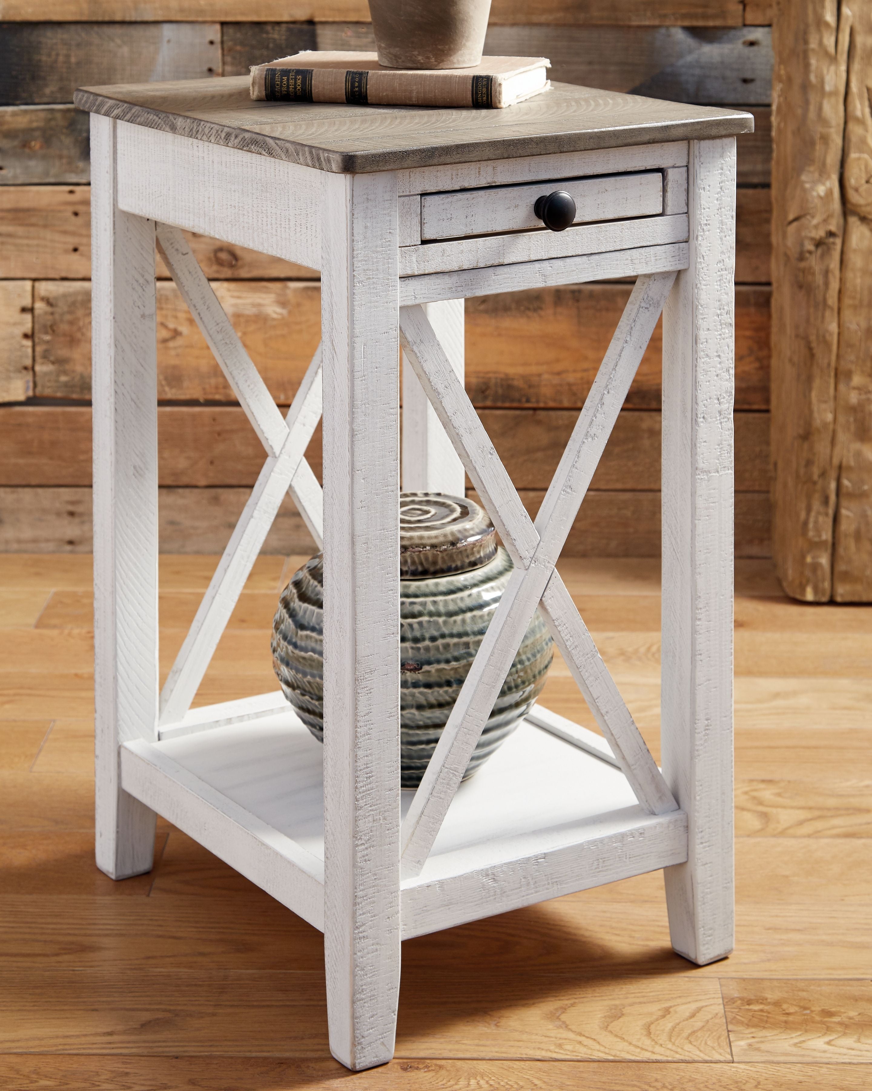 Ashley Furniture Adalane - White / Gray - Accent Table | Meri Furniture