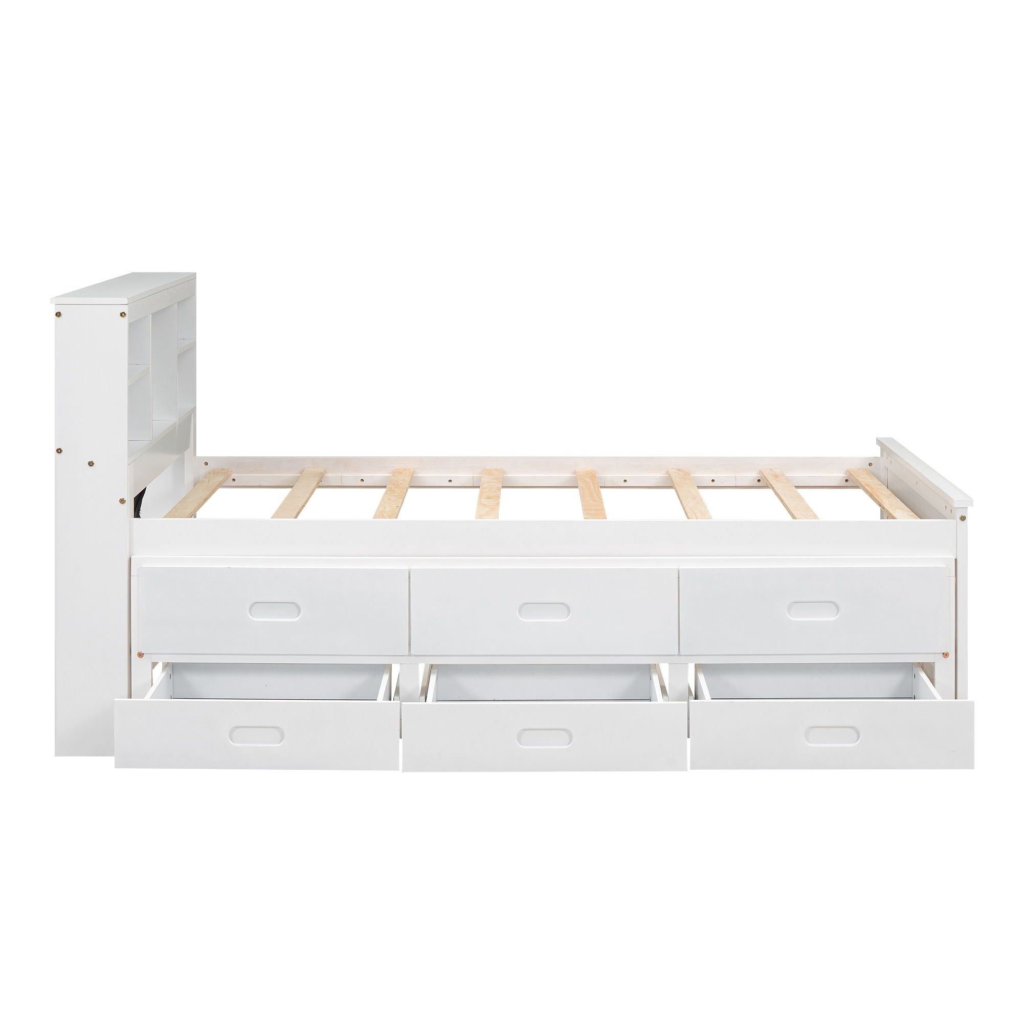 Platform Bed With Storage Headboard, USB, Trundle And 3 Drawers