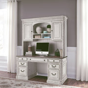 Liberty Furniture Magnolia Manor - Credenza & Hutch - White & Brown | Meri Furniture