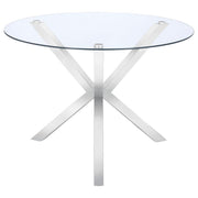 Coaster Fine Furniture Vance - Round Glass Top Asterisk Dining Table - Chrome | Meri Furniture