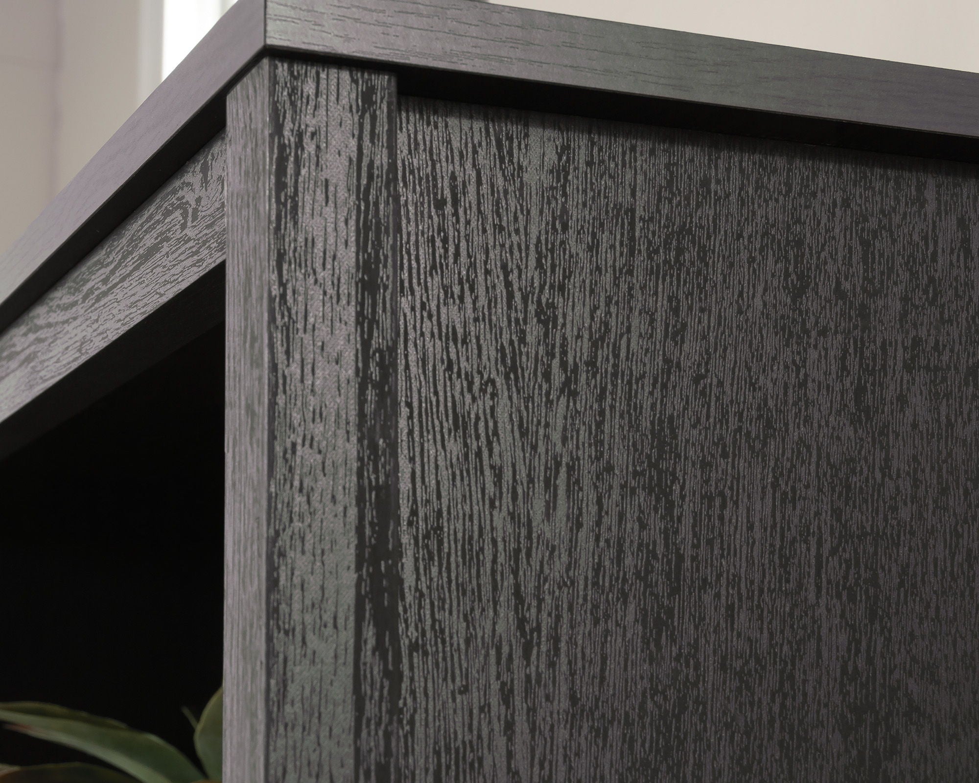 5-Shelf Library Bookcase with Doors in Raven Oak