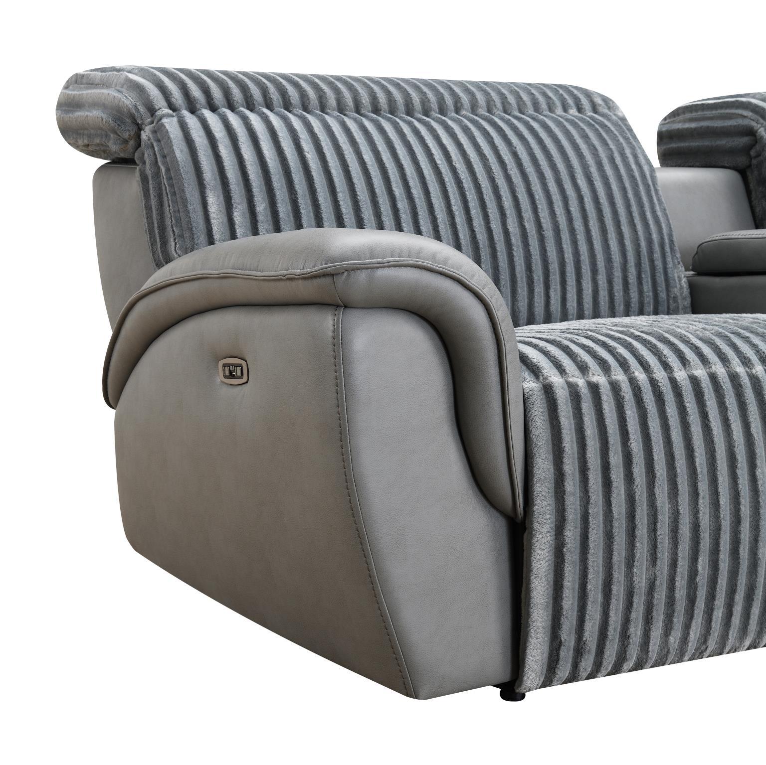 U13 - 6 Piece Gray Power Reclining Sectional With Power Headrest - Dark Gray