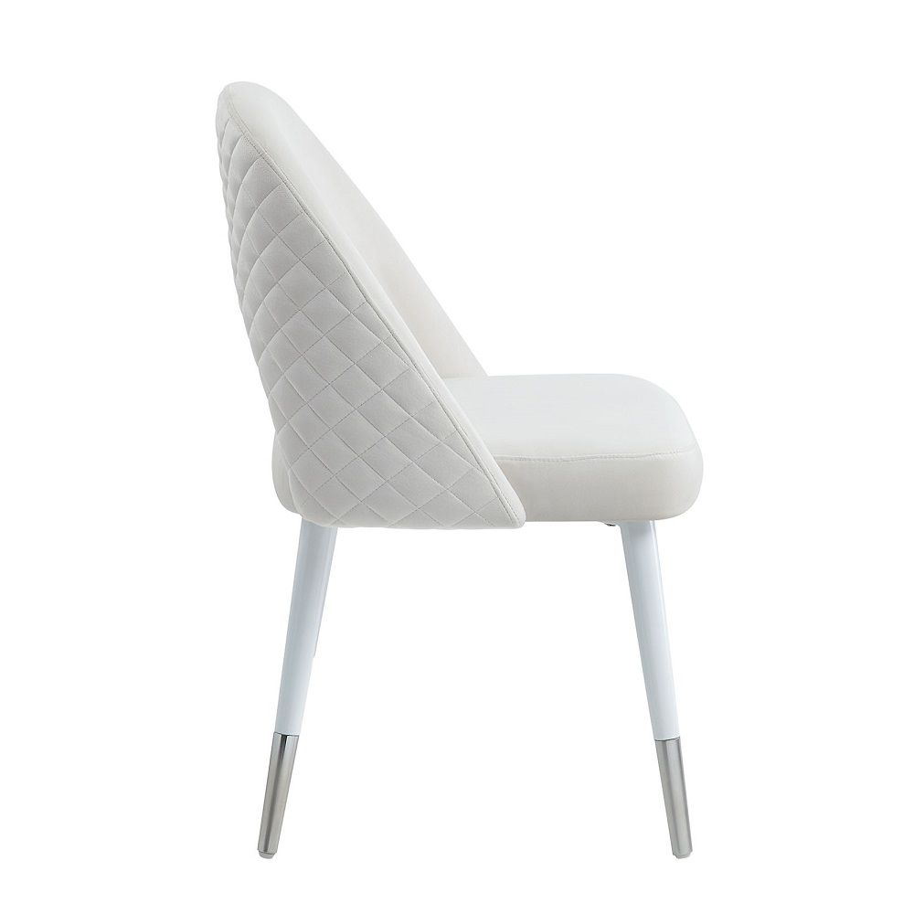 Zemirah - Side Chair Set of 2) - White Velvet & White Gloss