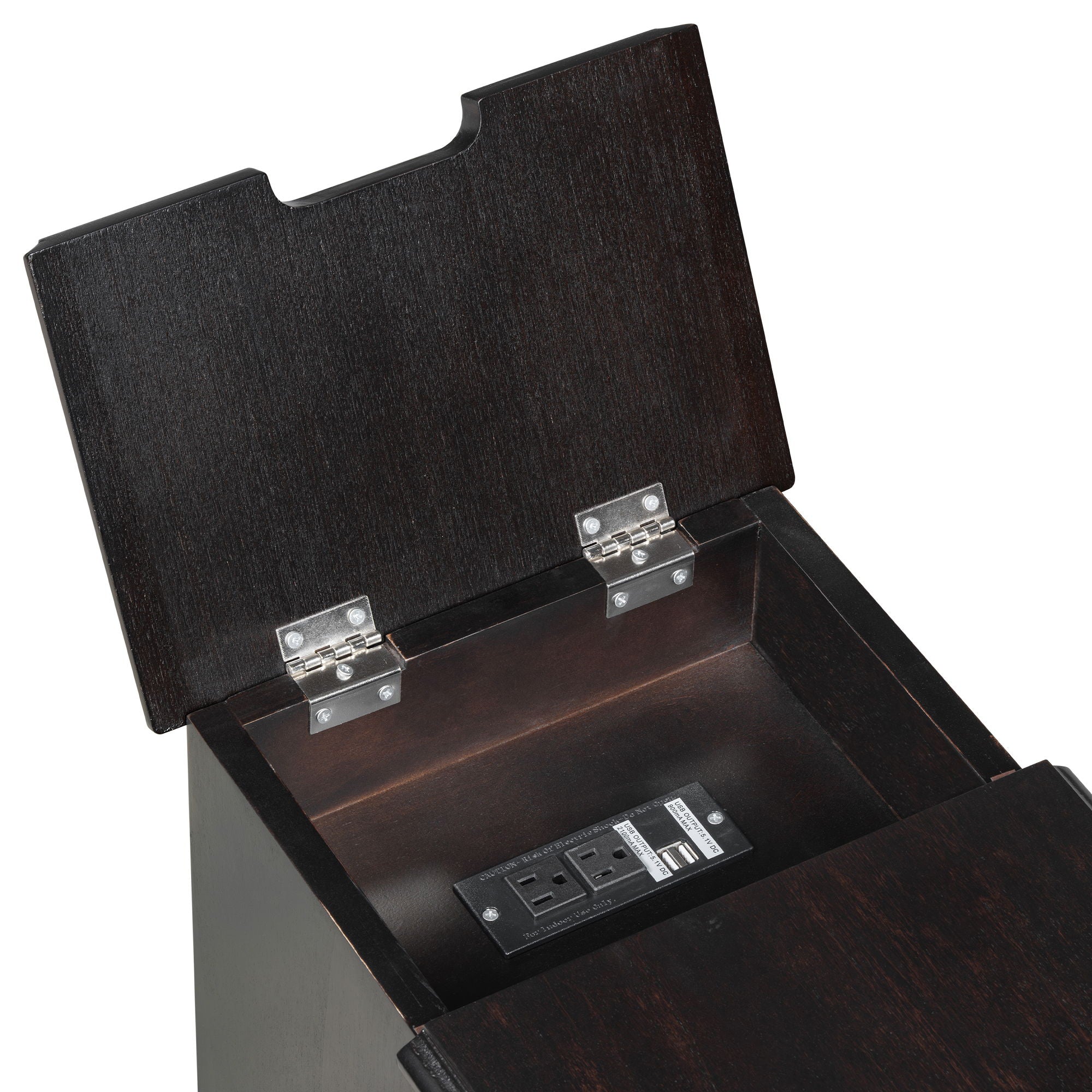 Vintage Flip Top Side Table With USB Ports