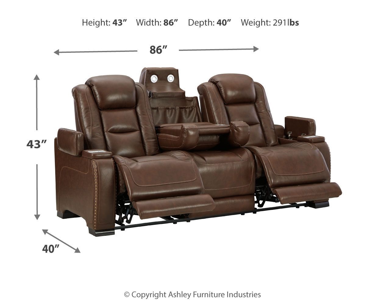 Ashley Furniture The Man-Den - Power Reclining Sofa | Meri Furniture