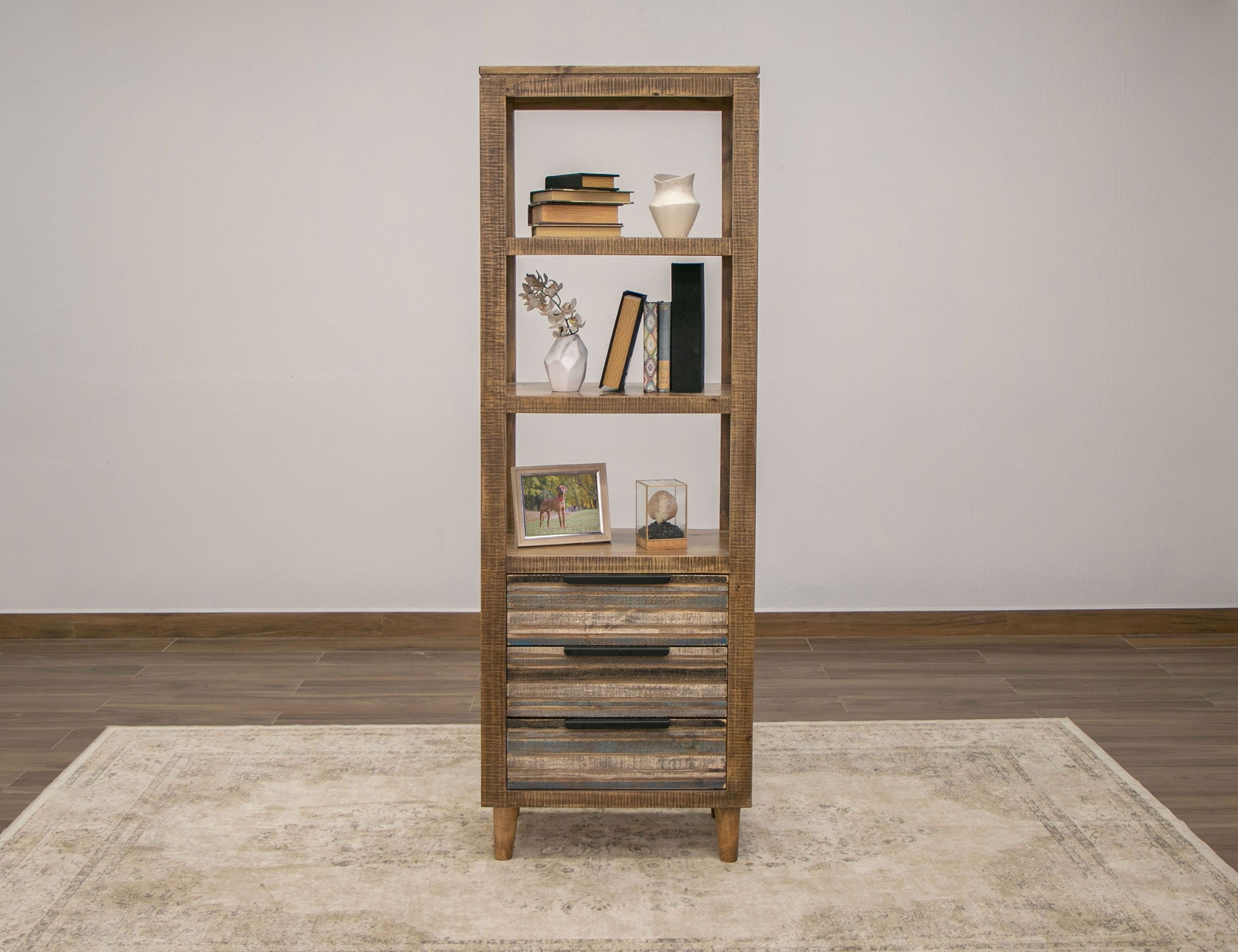 International Furniture Direct Tiza - Bookcase - Peanut Brown/ Chalk Colors | Meri Furniture