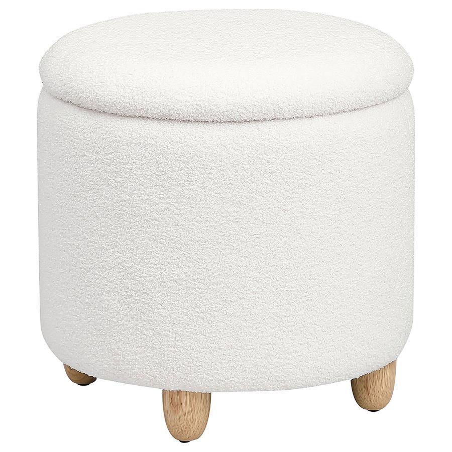 Coaster Fine Furniture Valia - Faux Sheepskin Upholstered Round Storage Ottoman | Meri Furniture